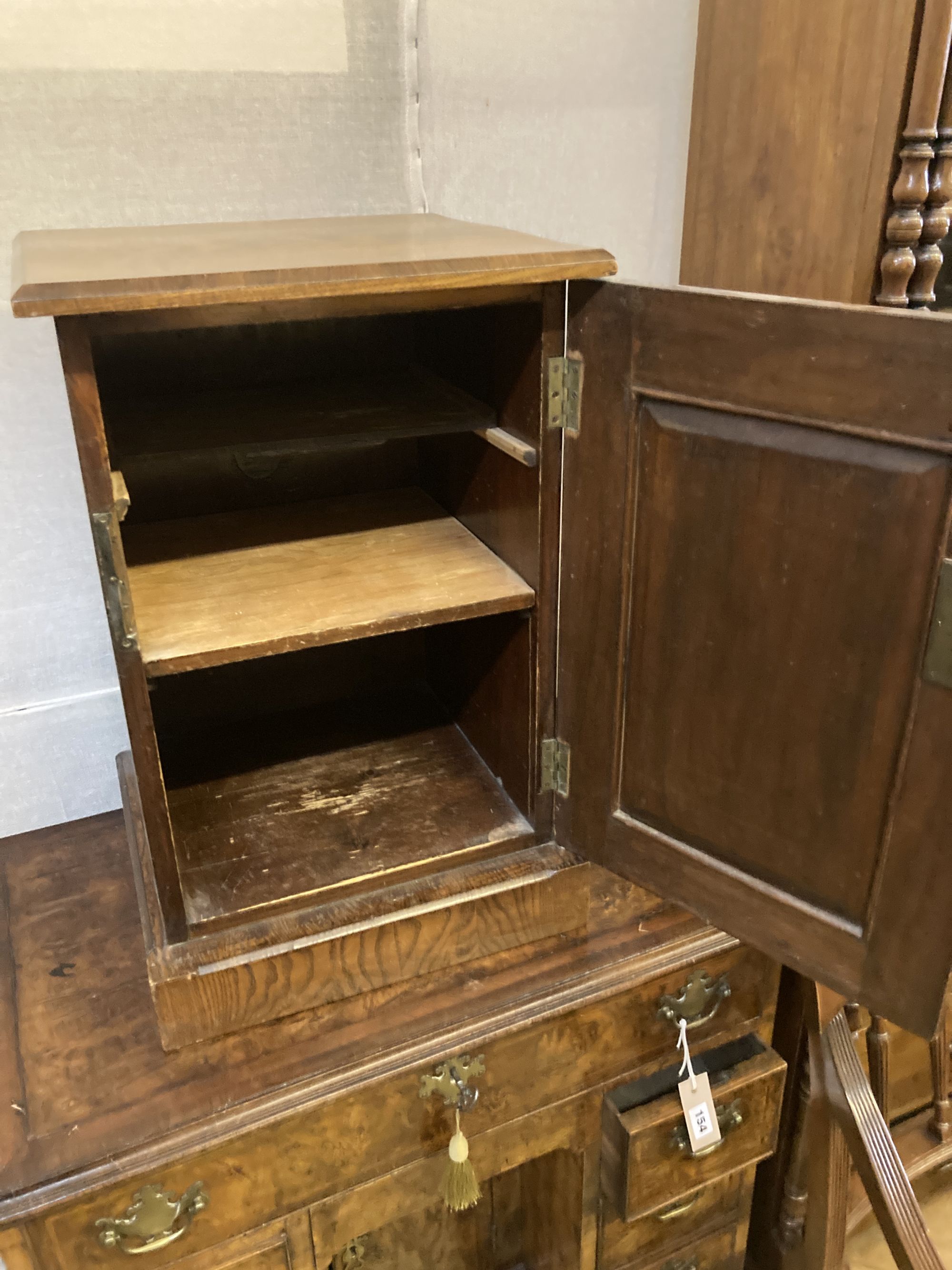 An early 20th century ash bedside cabinet, width 43cm, depth 40cm, height 66cm